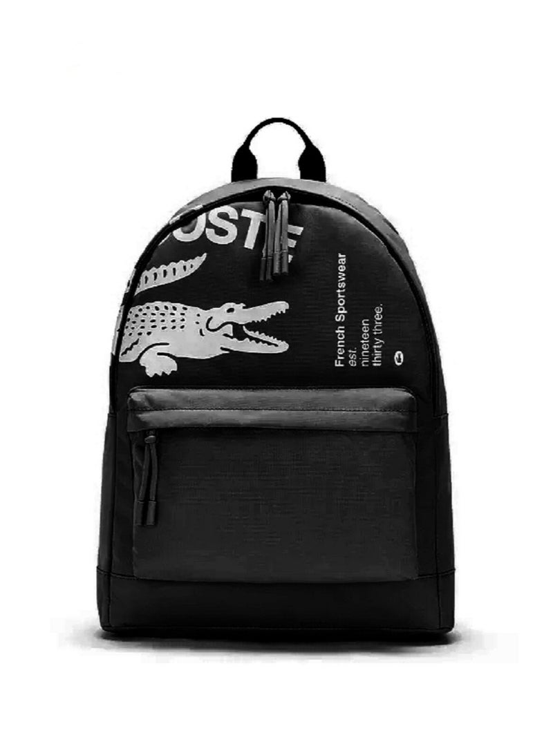 لاكوست حقيبة ظهر كاجوال مطبوعة من لاكوست باللون الأسود