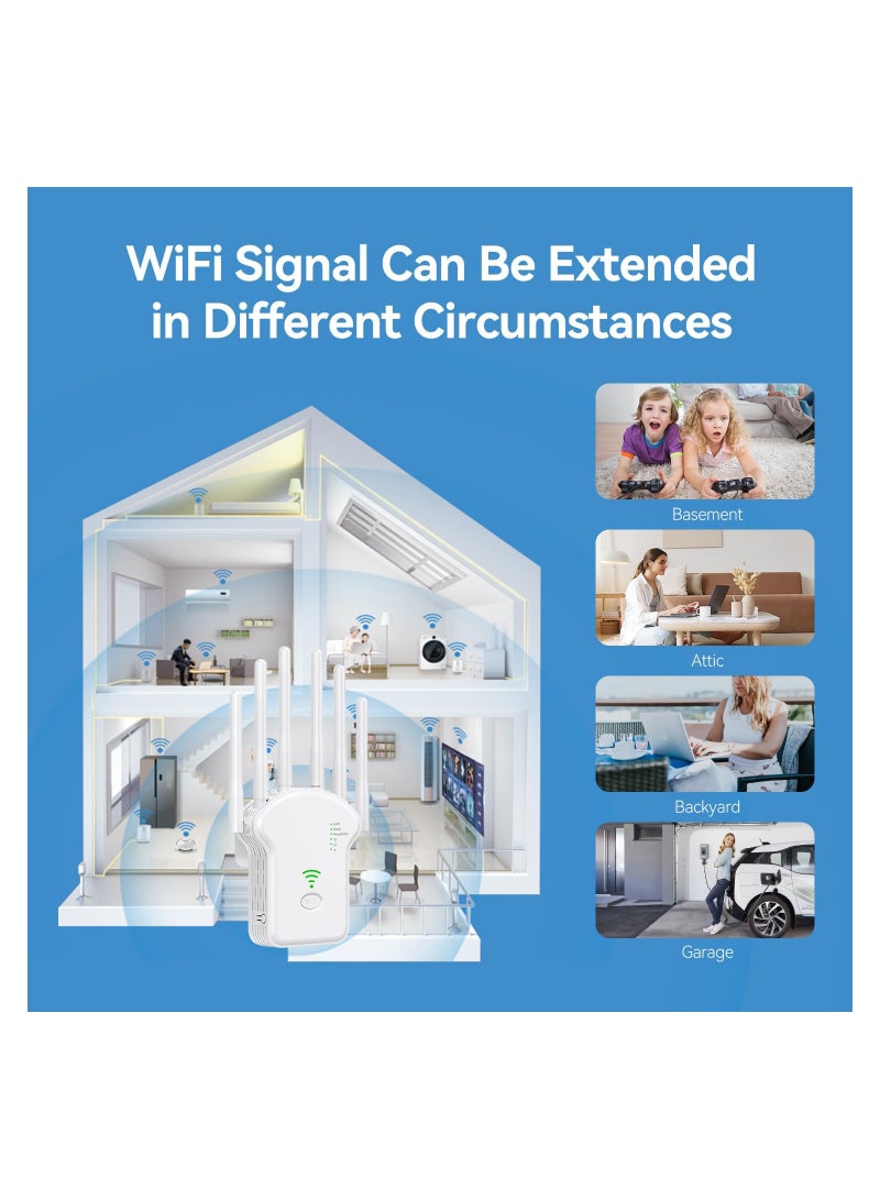Excefore WiFi Extender, WiFi Repeater 1200Mbit/s (867MBit/s 5GHz + 300MBit/s 2,4GHz),WiFi Booster with Repeater/Router/Access Point Modus,Internet Range Extender with LAN/WAN Port, Suitable for Home, Office - Image 2