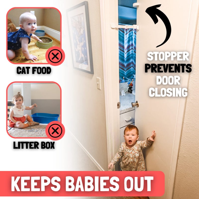 Door Buddy Child Proof Door Lock & Cat Door Stopper. Adjustable Door Strap Latch to Baby Proof Door & Keep Toddler out of Cat Food & Litter Box. Easy Pet & Baby Gate with Cat Door Interior Alternative - Image 2