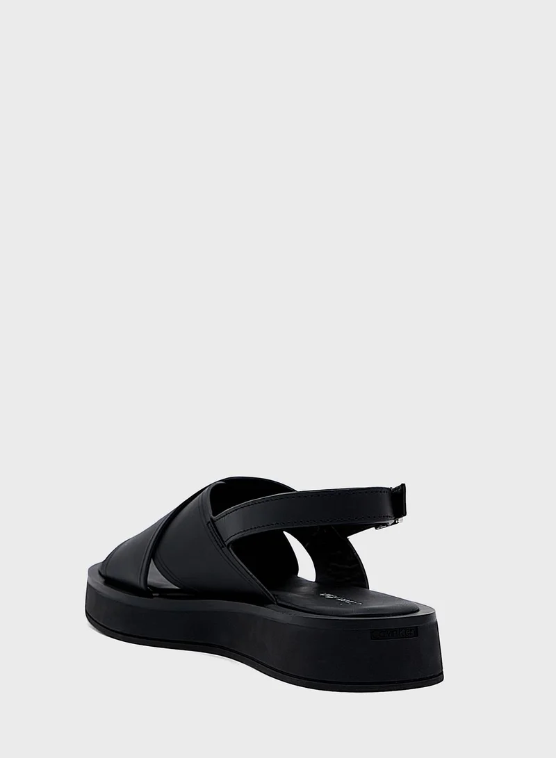 CALVIN KLEIN Leather Platform Sandals