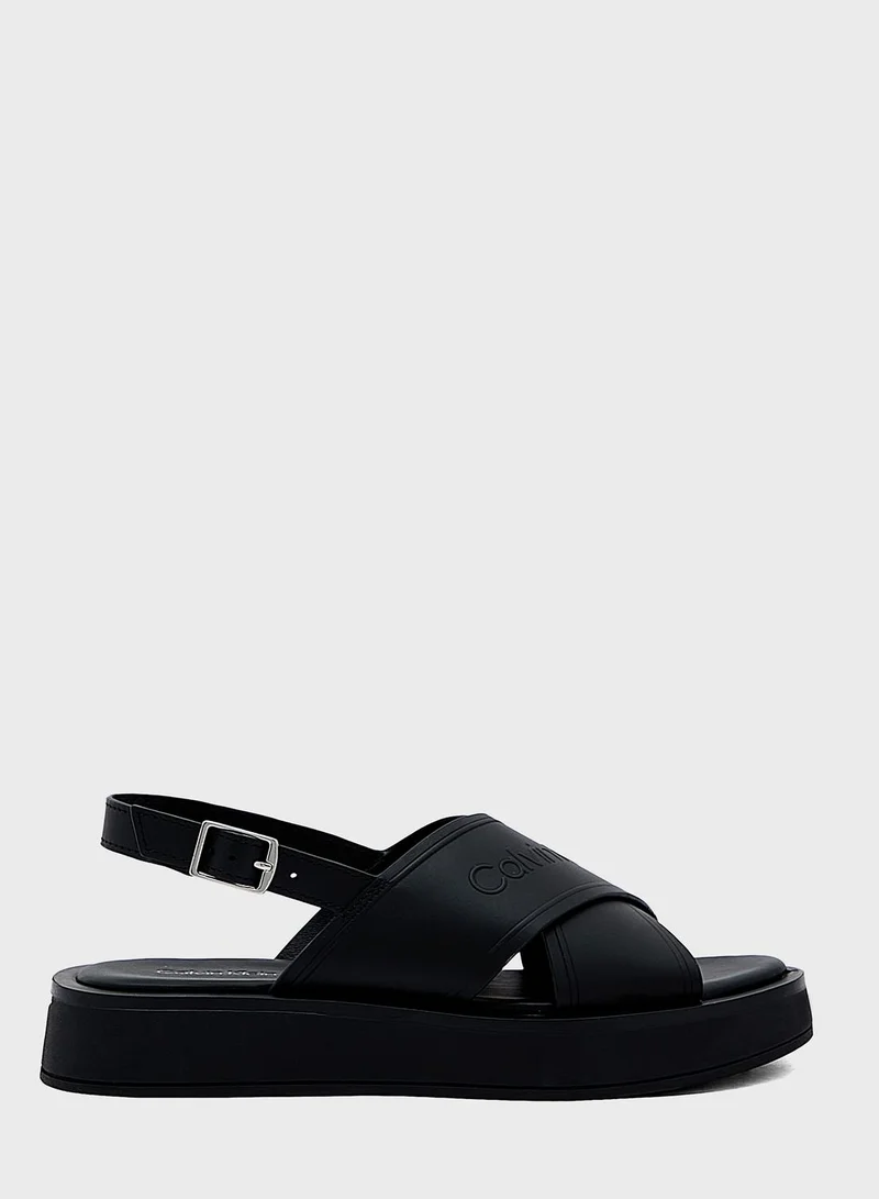 CALVIN KLEIN Leather Platform Sandals