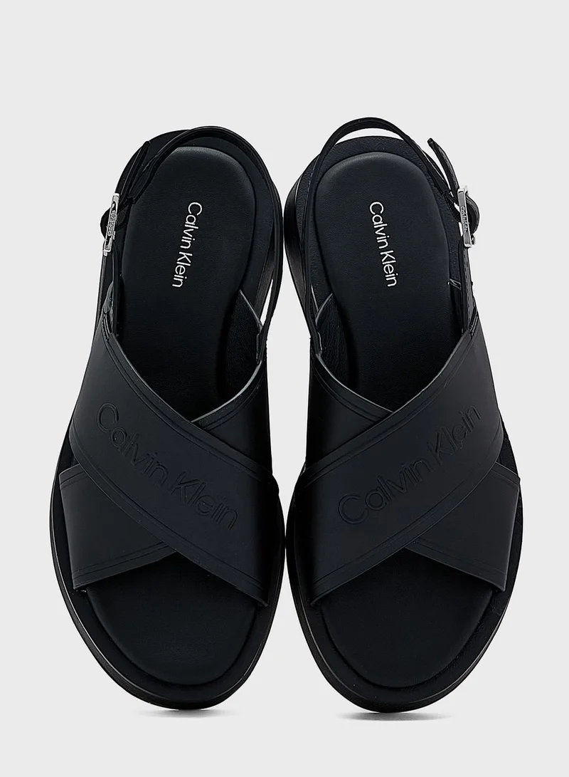 CALVIN KLEIN Leather Platform Sandals
