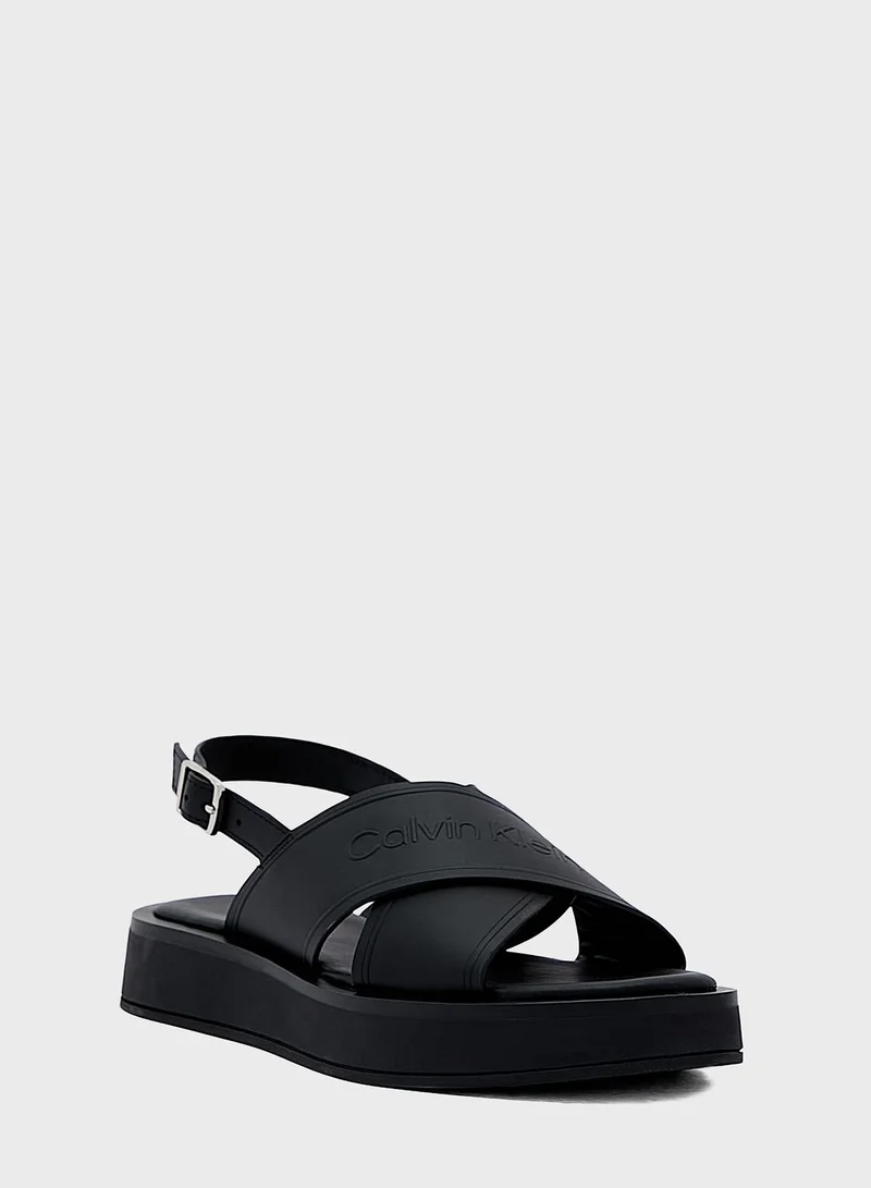 CALVIN KLEIN Leather Platform Sandals