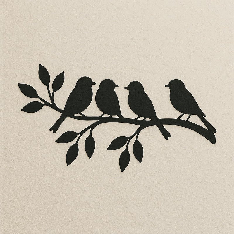 MAYUMI DÉCOR | Wooden Wall Plaque/Wall Sign For Home Decoration | Ready To Hang Wall Decor (Black) – 400 mm Length (Birds on the Leafy Branch) - Image 4
