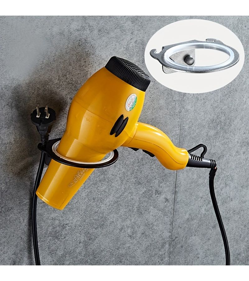 Black Easy Install Hair Dryer Wall Mount Space Saving Bathroom Holder - Image 4
