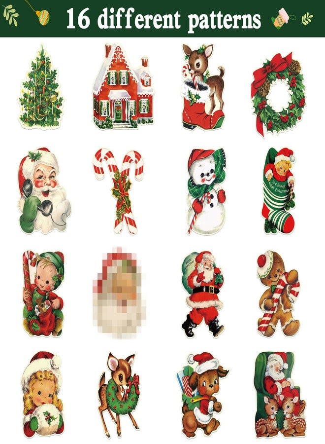 W1cwey Vintage Christmas Sticker Rolls - 1000 Pcs Cartoon Santa Snowman Elk Xmas Tree Waterproof Vinyl Reusable Laptop Stickers Coloring Scrapbook Water Bottle Page Activity Pad Christmas Party Favors - Image 2