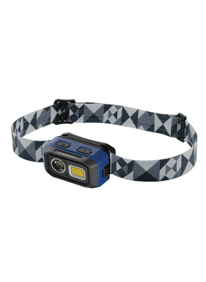 باورولوجي مصباح أمامي LED قابل لإعادة الشحن من BrightVision مع سطوع 500 لومن وزاوية دوران 60 درجة / وقت عمل 600 دقيقة / مصباح يدوي محمول للاستخدام الخارجي / مصباح يدوي ببطارية 1000 مللي أمبير في الساعة - أسود - Image 1