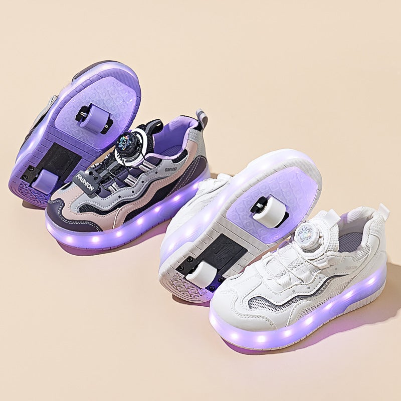 Two-Wheeled Heloon Shoes For Girls Roller Shoes Children'S Four-Wheeled Luminous Roller Skates For Girls With Reachable Wheels For Students Roller Skates - Image 5