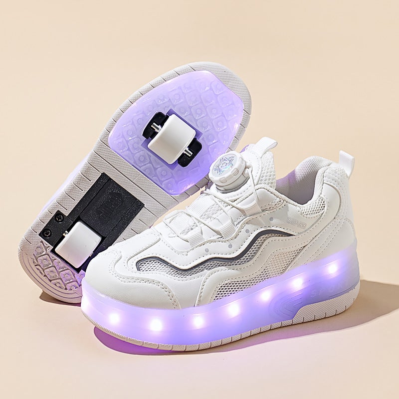 Two-Wheeled Heloon Shoes For Girls Roller Shoes Children'S Four-Wheeled Luminous Roller Skates For Girls With Reachable Wheels For Students Roller Skates - Image 1