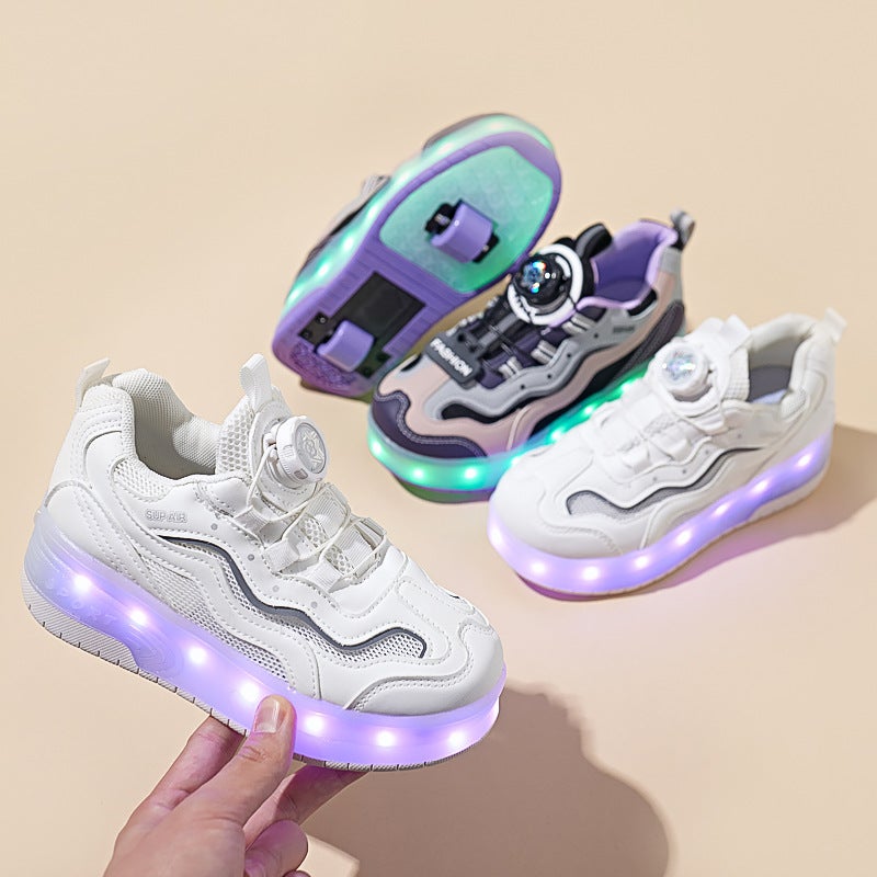 Two-Wheeled Heloon Shoes For Girls Roller Shoes Children'S Four-Wheeled Luminous Roller Skates For Girls With Reachable Wheels For Students Roller Skates - Image 4