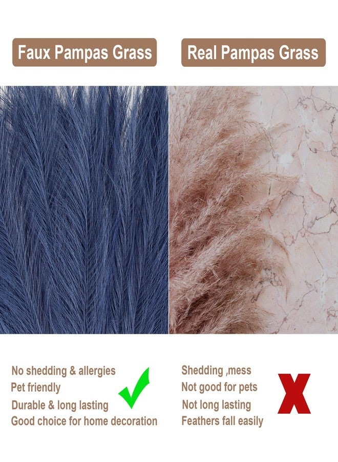 Acfruits Navy Blue Pampas Grass Small, 30 Pcs 17" Faux Pampas Grass Short Decor, Pompas Grass Flower Arrangement and Vase Filler for Boho Home Wedding Decoration - Image 4