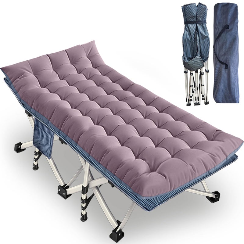 GETOVIN XXL Camping Cot with Mattress Oversize 32" Width Folding Cot Heavy Duty Comfortable Cots for Sleeping Guest Bed with Carry Bag Portable Easy to Set-up for Home Travel Outdoor 79" x 32" x 18" - Image 1