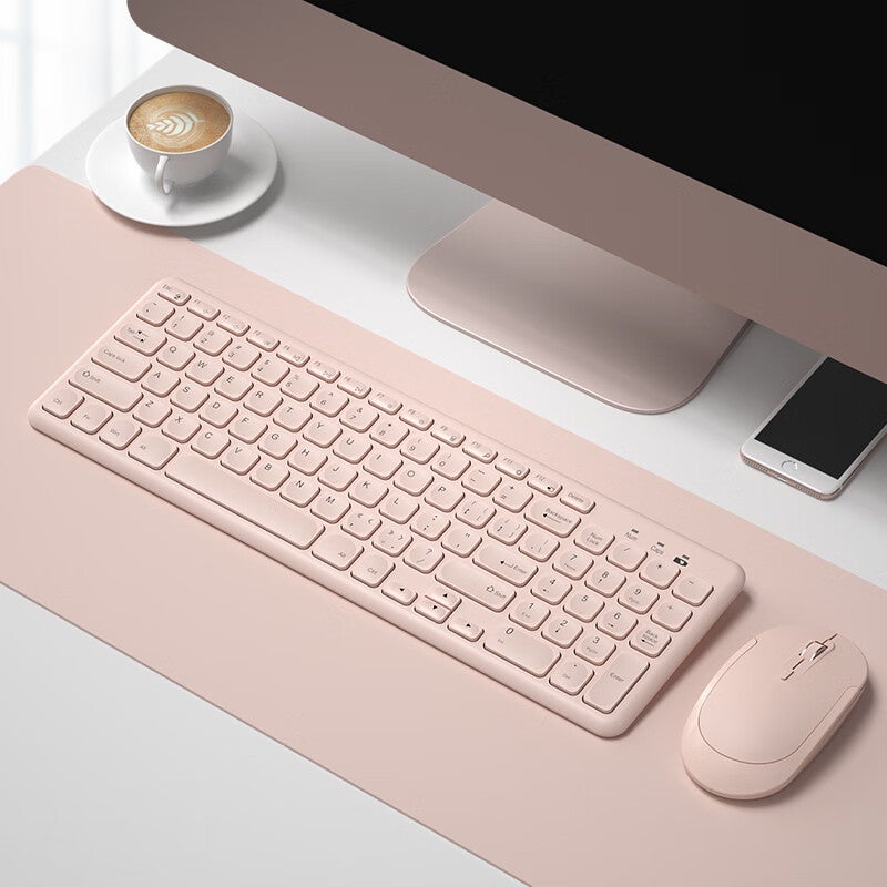 B.O.W Hangshi HW256 Wireless Keyboard And Mouse Set, Office Keyboard And Mouse Combo, Ultra-Thin Portable, Splash-Resistant, Computer Keyboard, Laptop Keyboard, Pink - Image 3