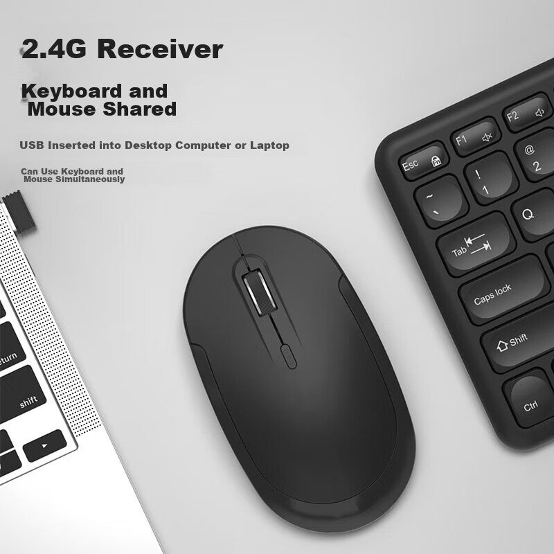 B.O.W Hangshi HW256 Wireless Keyboard And Mouse Set, Office Keyboard And Mouse Combo, Ultra-Thin Portable, Splash-Resistant, Computer Keyboard, Laptop Keyboard, Pink - Image 4