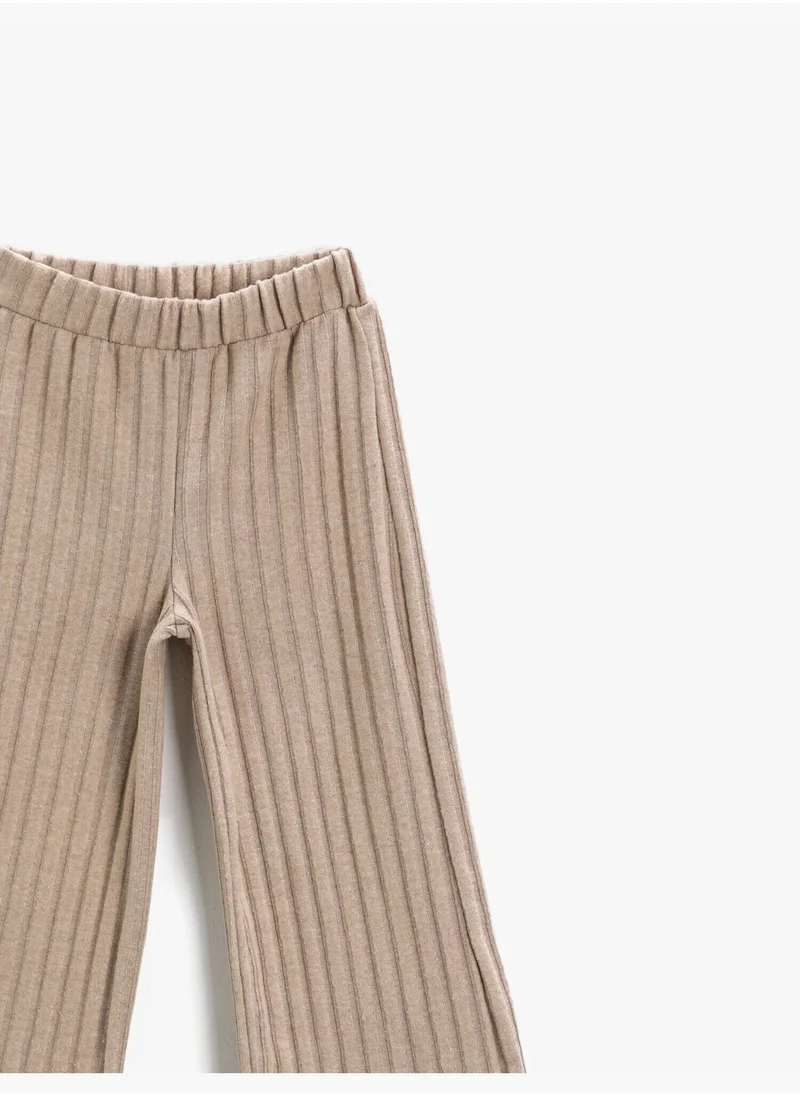 كوتون Ribbed Elastic Waist Trousers