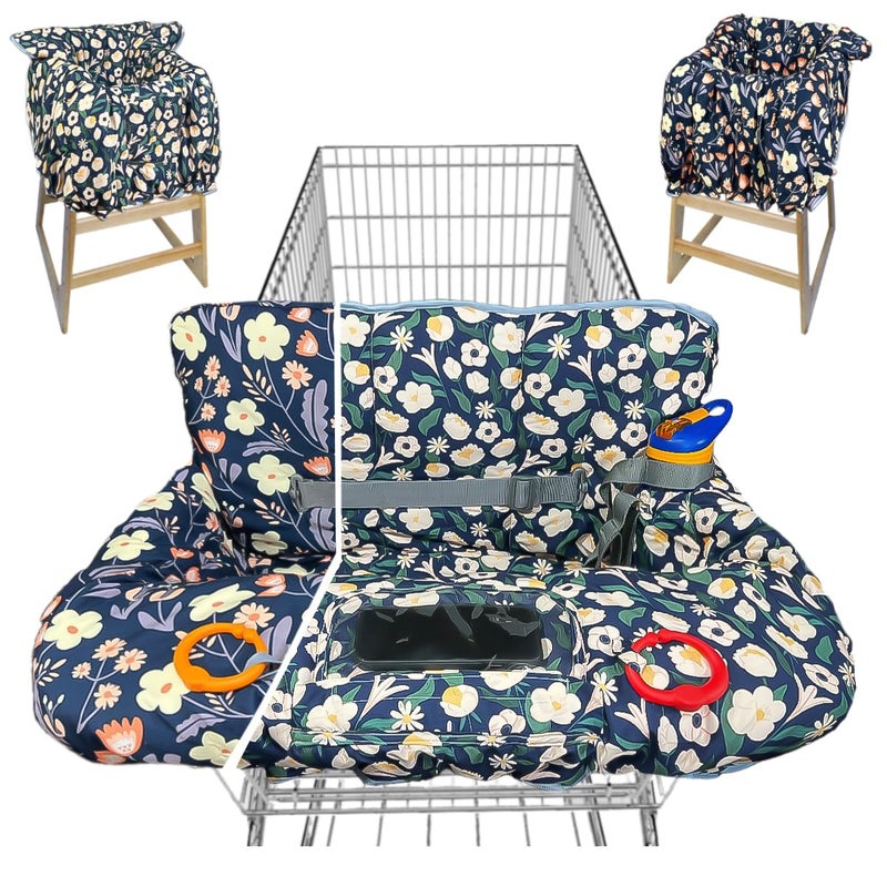 JOWEY Shopping Cart Cover for Baby Grocery Cart Cover for Baby boy and Baby Girl, High Chair Cover for Baby and Toddler, Baby Registry Gift - Waterproof - Extra Large - Cotton - Double Sided (Green) - Image 1