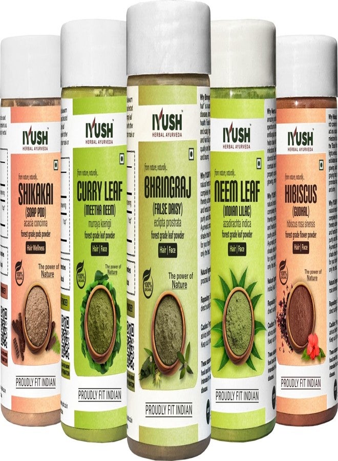 IYUSH Herbal Ayurveda Bhringraj Shikakai مسحوق الكاري النيم والكركديه - 100 جم لكل منهما - Image 1