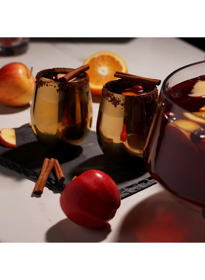 Viski Gold Stemless Wine Glasses | Set of 2 | Belmont - Image 5