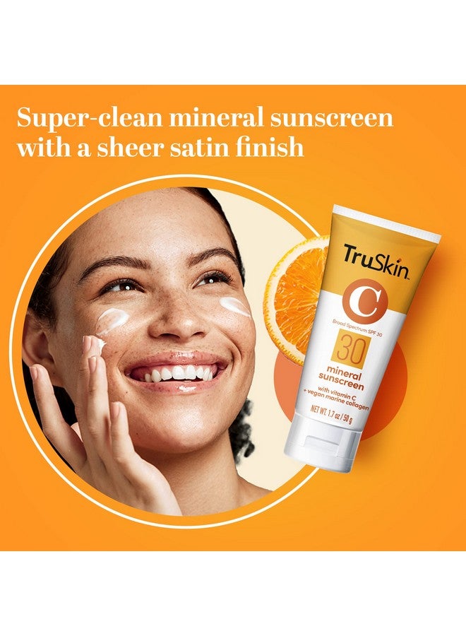 TruSkin Mineral Face Sunscreen SPF 30 - Broad Spectrum Mineral Sunscreen for Face with Zinc Oxide, Vitamin C & Vegan Marine Collagen - Lightweight Sunscreen for Sensitive Skin, 1.7 fl oz - Image 5