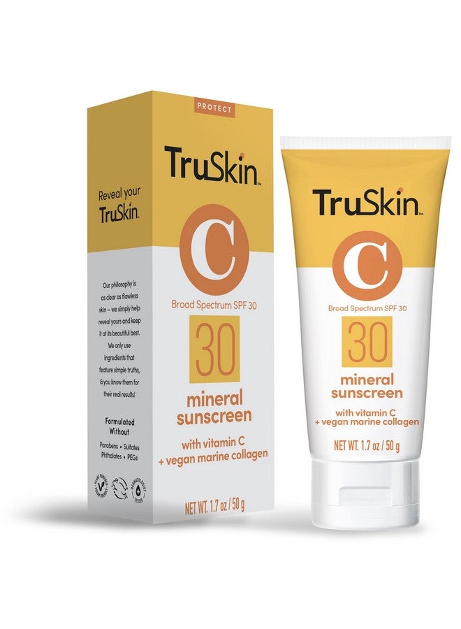 TruSkin Mineral Face Sunscreen SPF 30 - Broad Spectrum Mineral Sunscreen for Face with Zinc Oxide, Vitamin C & Vegan Marine Collagen - Lightweight Sunscreen for Sensitive Skin, 1.7 fl oz - Image 2
