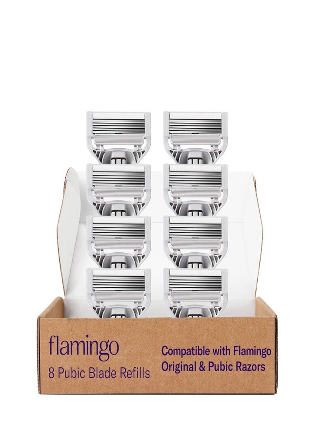 Flamingo Pubic Women's Pubic Razor Refill Cartridges, 8 Women's Razors for Shaving Bikini Line - Image 1