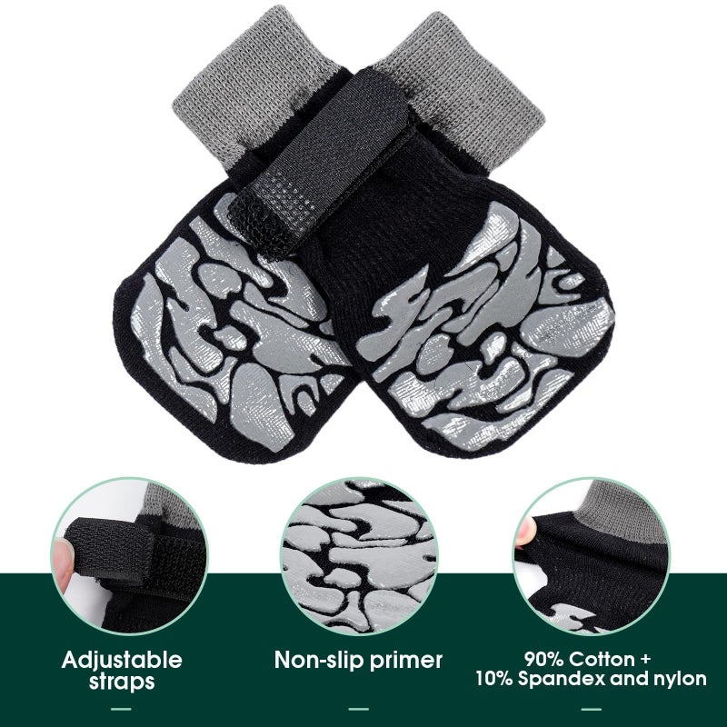 Kuoser Non-Slip Dog Socks, 4 Pcs Socks to Prevent Licking Paws, Paw Protectors for Hot Pavement, Hardwood Floors, Traction Control for Small, Medium, Large Dogs - Image 3