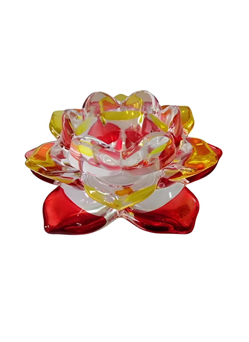 Breewell Breewell Fancy Crystal Glass Lotus Candle Holders | Red & Yellow Color  - Image 1