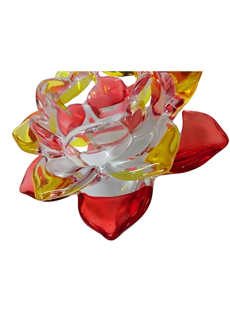 Breewell Breewell Fancy Crystal Glass Lotus Candle Holders | Red & Yellow Color  - Image 3