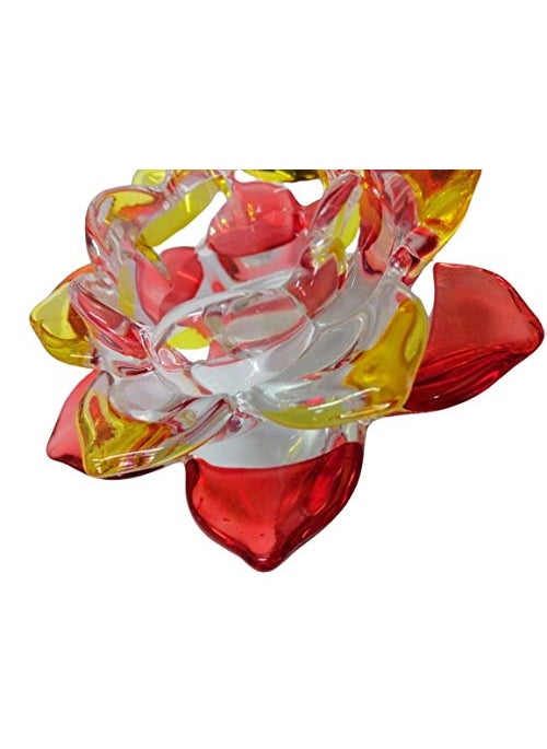 Breewell Breewell Fancy Crystal Glass Lotus Candle Holders | Red & Yellow Color  - Image 4