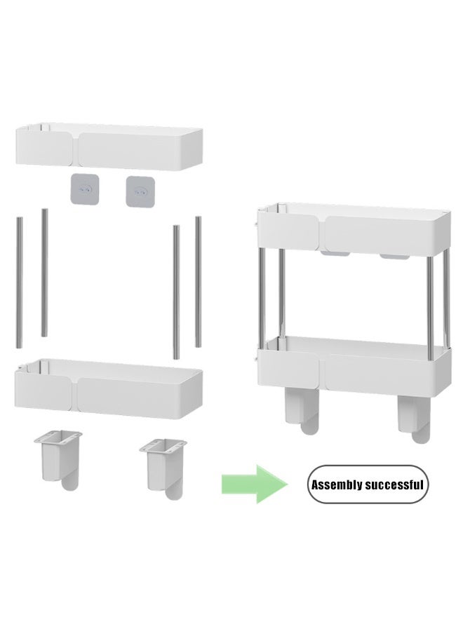 HOMESTAR Over Toilet Storage Rack, 2-Tier Bathroom Organizer Shelf with Elevated Guardrail Non-Slip Suction Cups, No Drill Installation, Large Capacity Stand for Shampoo, Soap, Towels(White) - Image 5