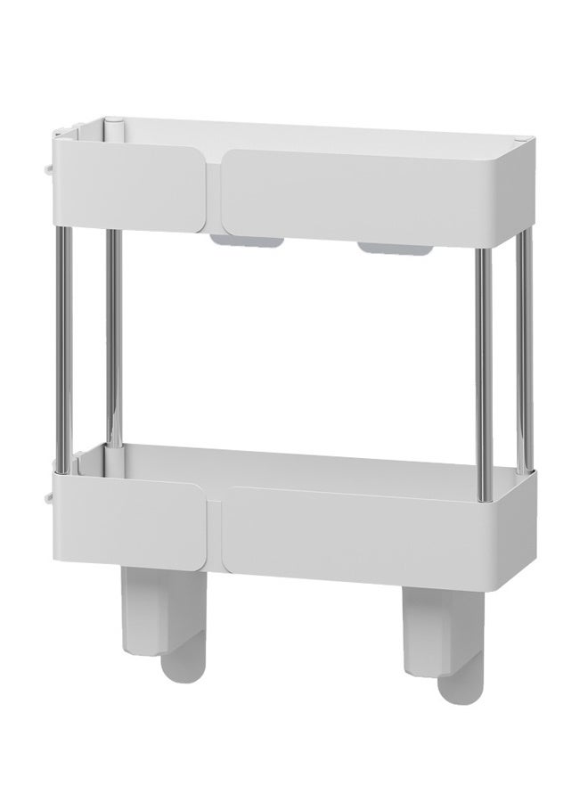HOMESTAR Over Toilet Storage Rack, 2-Tier Bathroom Organizer Shelf with Elevated Guardrail Non-Slip Suction Cups, No Drill Installation, Large Capacity Stand for Shampoo, Soap, Towels(White) - Image 2