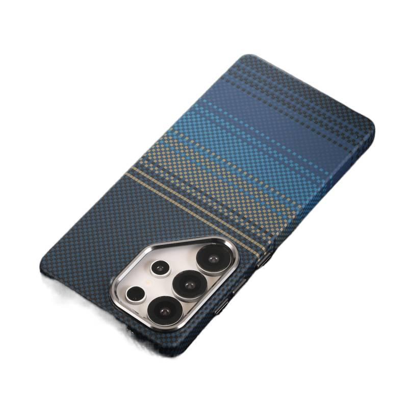 غطاء واقي بPC لـ Samsung Galaxy S24 Ultra باللون Geometric Pattern مضاد للانزلاق مع نسيج ألياف الكربون وحماية من السقوط مع مقاوم للصدمات مع قبضة مضادة للانزلاق للمكتب المنزلي - Image 5