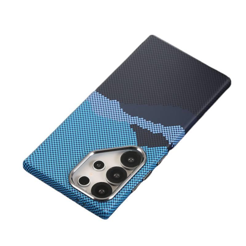غطاء واقي بPC لـ Samsung Galaxy S24 Ultra باللون Geometric Pattern مضاد للانزلاق مع نسيج ألياف الكربون وحماية من السقوط مع مقاوم للصدمات مع قبضة مضادة للانزلاق للمكتب المنزلي - Image 3