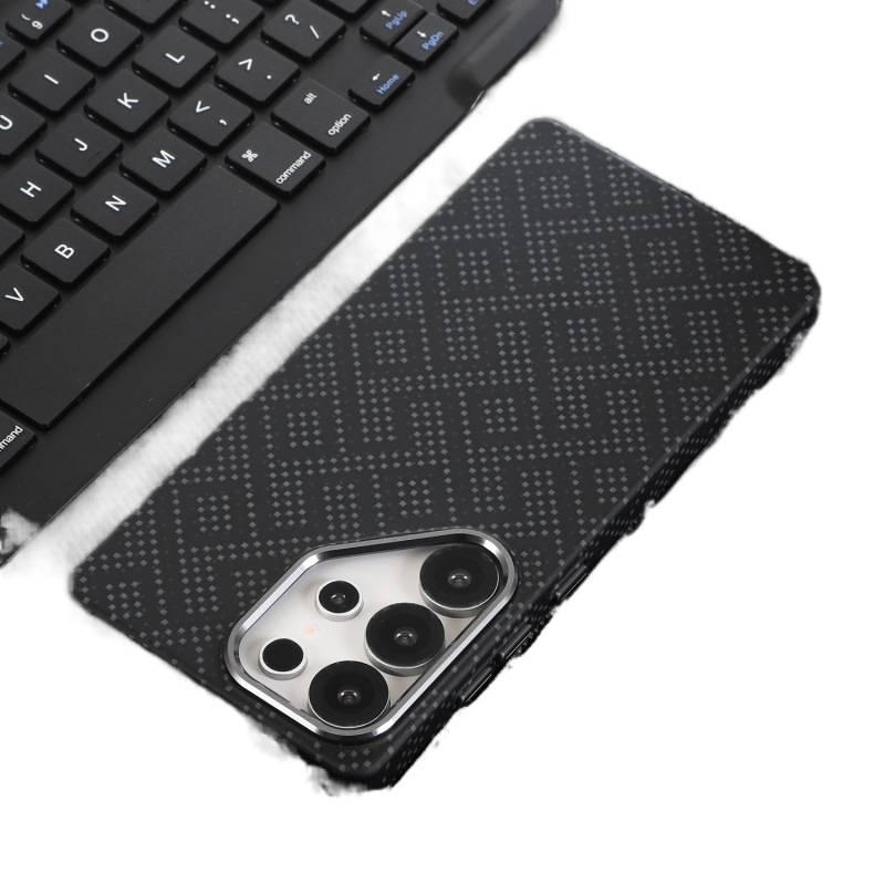 غطاء واقي بPC لـ Samsung Galaxy S24 Ultra باللون Geometric Pattern مضاد للانزلاق مع نسيج ألياف الكربون وحماية من السقوط مع مقاوم للصدمات مع قبضة مضادة للانزلاق للمكتب المنزلي - Image 1