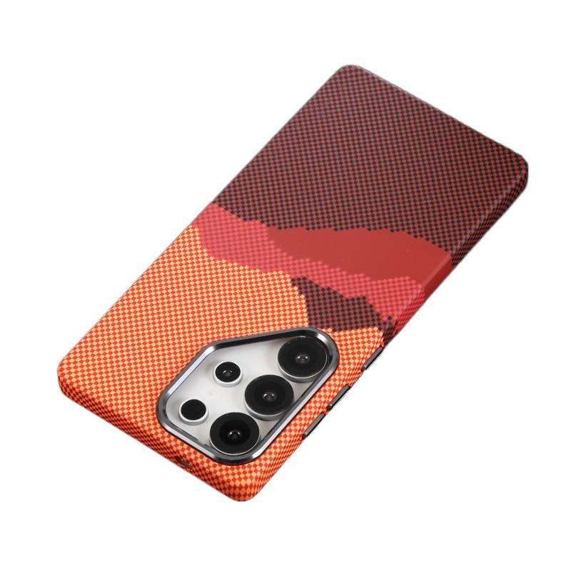 غطاء واقي بPC لـ Samsung Galaxy S24 Ultra باللون Geometric Pattern مضاد للانزلاق مع نسيج ألياف الكربون وحماية من السقوط مع مقاوم للصدمات مع قبضة مضادة للانزلاق للمكتب المنزلي - Image 2