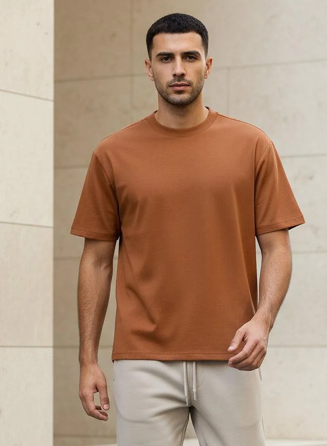 Splash FAV Men Relaxed Fit Crew Neck Drop Shoulder Sleeve T shirt