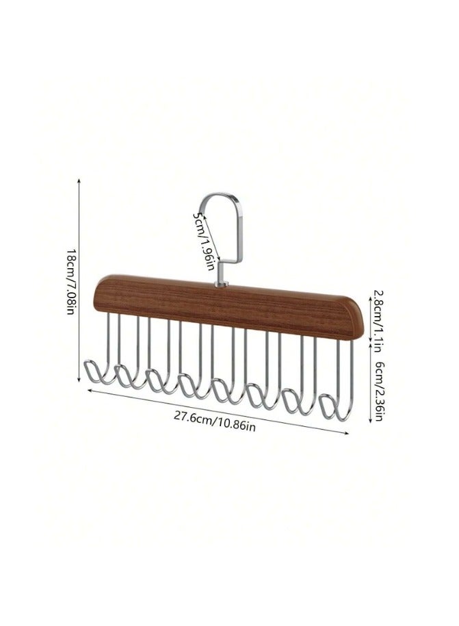 2 pcs Wooden 8 Hooks Hangers for Belt -Tie -Lingerie - Scarf - Image 2