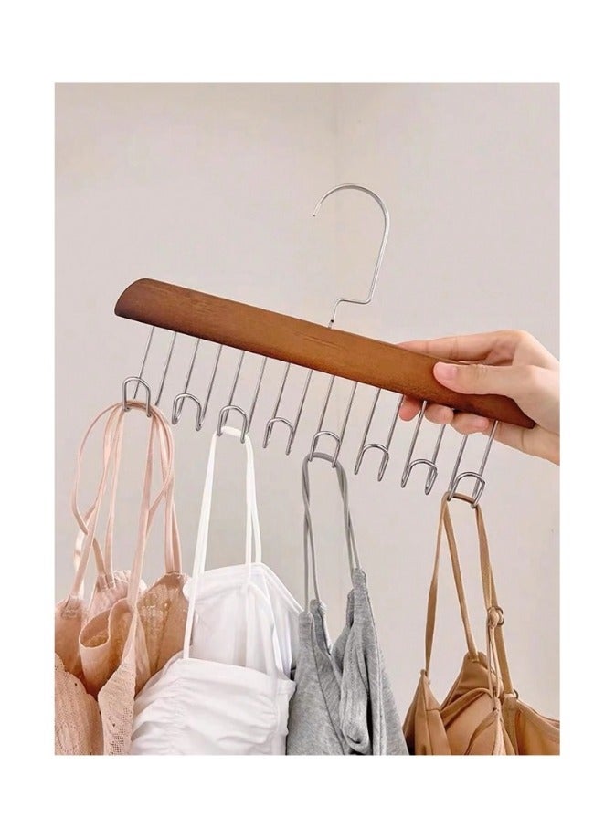 2 pcs Wooden 8 Hooks Hangers for Belt -Tie -Lingerie - Scarf - Image 1