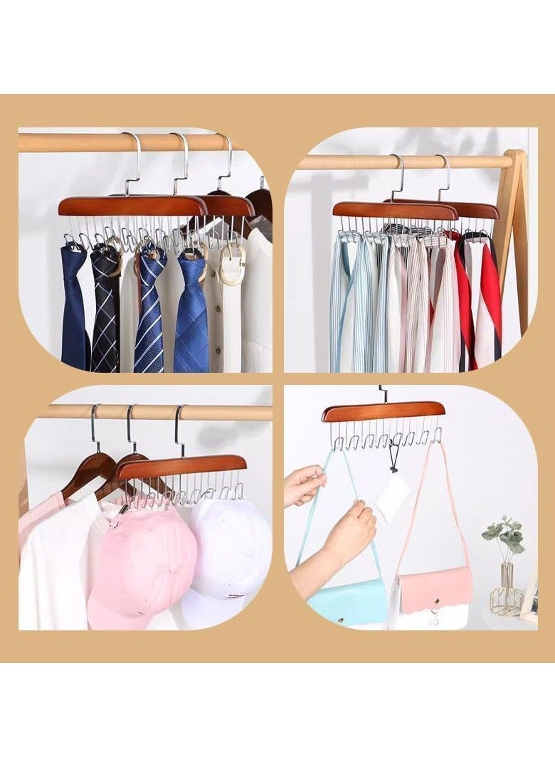 2 pcs Wooden 8 Hooks Hangers for Belt -Tie -Lingerie - Scarf - Image 3