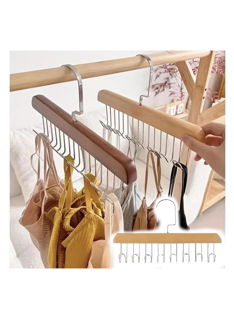 2 pcs Wooden 8 Hooks Hangers for Belt -Tie -Lingerie - Scarf - Image 4
