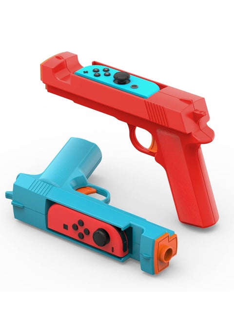 Shooting Game Gun Controller Compatible with Switch/Switch OLED Joy-Con, Hand Grip Motion Controller for Switch Shooter Hunting Games (Blue + Red)