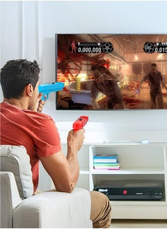 SANMUGEED Shooting Game Gun Controller Compatible with Switch/Switch OLED Joy-Con, Hand Grip Motion Controller for Switch Shooter Hunting Games (Blue + Red)  - Image 2