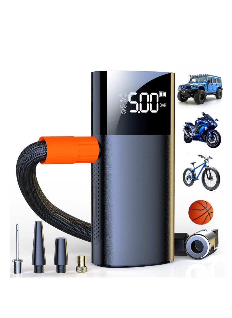 ZLH HITY Tire Inflator Portable, 2x Faster Mini Air Compressor,Cordless Air Pump with LED Light for Cars, Bike & Motorcycle Tires, Ball  - Image 1
