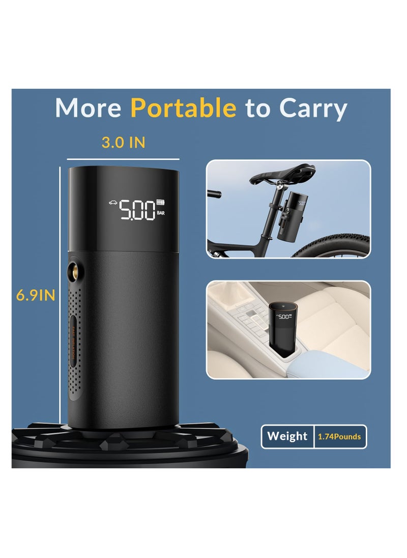 ZLH HITY Tire Inflator Portable, 2x Faster Mini Air Compressor,Cordless Air Pump with LED Light for Cars, Bike & Motorcycle Tires, Ball  - Image 4