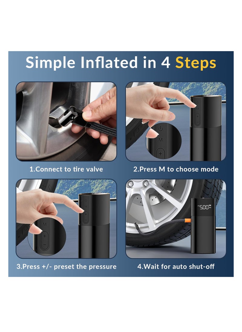 ZLH HITY Tire Inflator Portable, 2x Faster Mini Air Compressor,Cordless Air Pump with LED Light for Cars, Bike & Motorcycle Tires, Ball  - Image 5