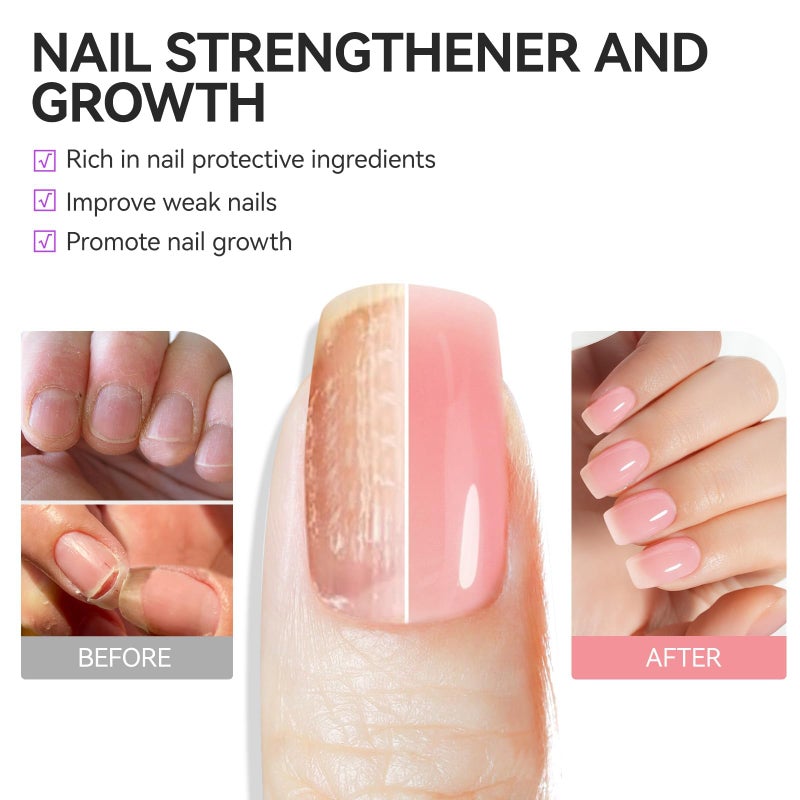 gelike ec Nail Repair for Damaged NailsProtein: Pink 6 in 1 Natural Nail Strengthener and Growth - Long Lasting Nail Hardener Extra Strong and Growth - Nail Strengthener for Thin Nails and Growth - Image 3