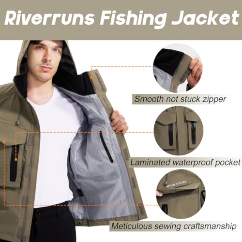 Riverruns Fishing Wading Jacket, Breathable Outdoor Fly Fishing Rain Coat - Image 4