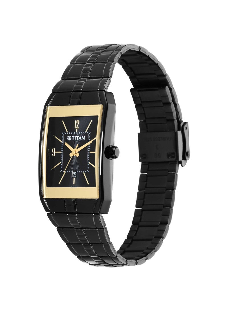 TITAN Karishma Black Dial Brass Strap Watch, Black - Image 3