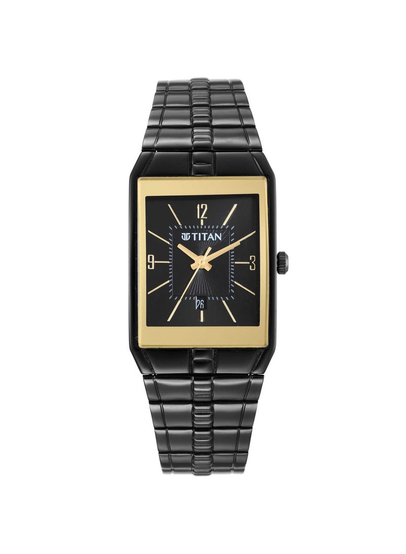 TITAN Karishma Black Dial Brass Strap Watch, Black - Image 1