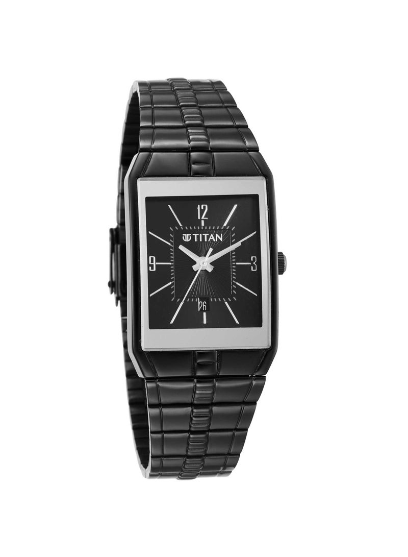 TITAN Karishma Black Dial Brass Strap Watch, Black - Image 2